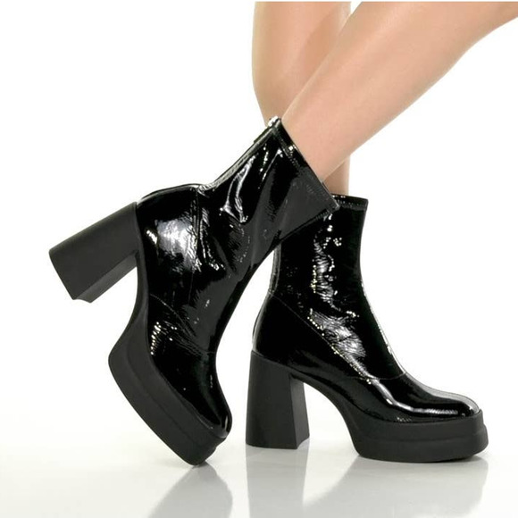 Free People Black Double Stack Platform Boot NEW Size 8.5 - Picture 1 of 9